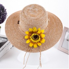 Summer Sweet Sun Flower Wide Brim Cap Mujer Outdoor Beach Casual Elegant Sun Hat  eb-98075515